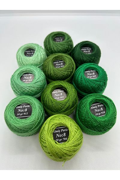 ALMİŞ Alış Perle Etamin-Cross Stitch 10-Piece Thread Set (10 Gr-No:8)