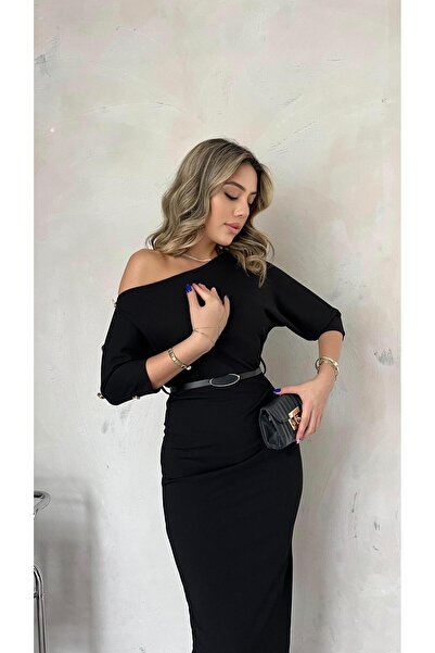 Angel Mia فستان لينا بحزام أسود