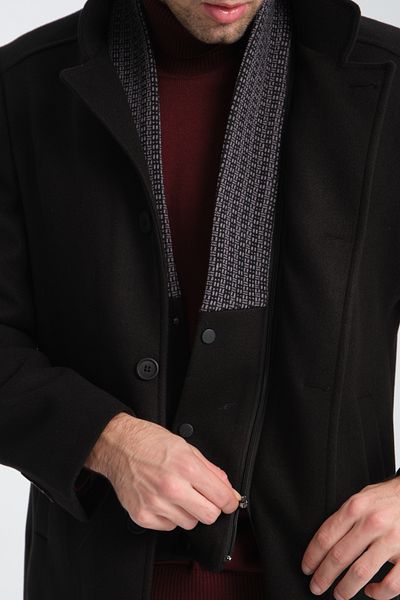 Frappoli Ανδρικό παλτό με χοντρή κοπή - Ριμπ γιακά, Standard Fit