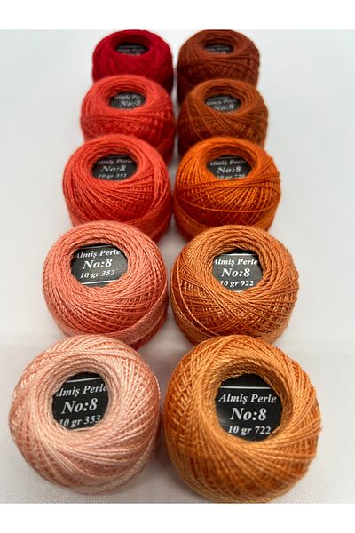 ALMİŞ Alış Perle Etamin-Cross Stitch 10-Piece Thread Set (10 Gr-No:8)