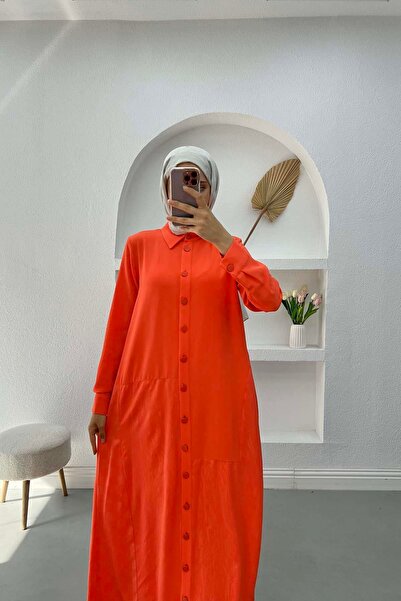 Pardesü Dünyası Düğmeli Desenli Elbise Narçiçeği