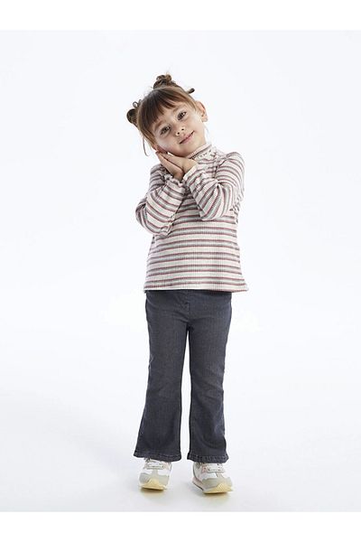 LC Waikiki Lcw Baby Gray Flared Leg Baby Girl Jean Trousers