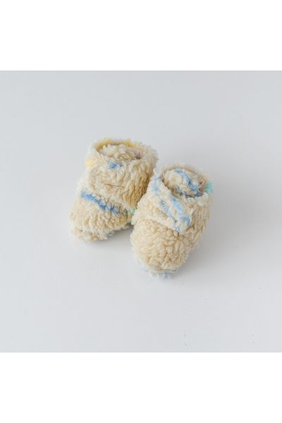 Mama Yoyo Baby&Kids 0-1 Years Cream Striped Teddy Booties