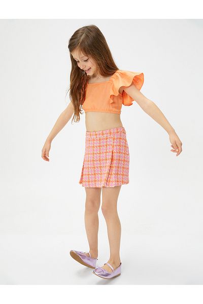 Koton Tweed Shorts Skirt with Elastic Waist Mini Size