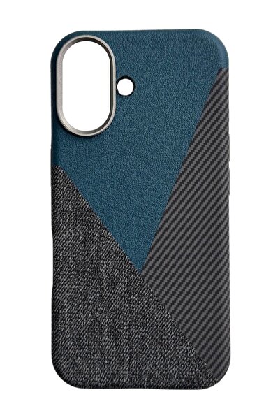 Akfa iPhone 16 Plus Uyumlu Craft Serisi Deri Karbon Ve Kumaş Tasarımlı Lüks P...