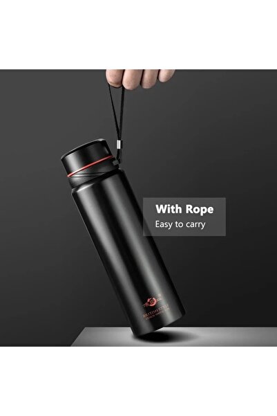 Enfa British Style Siyah Dereceli Paslanmaz Çelik Isı Göstergeli Termos 1000ml Enf-232