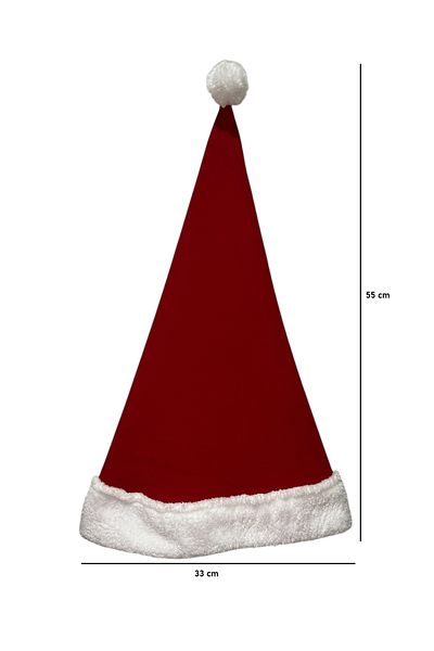 EkoStore Luxury Christmas Hat Adult Size 55 Cmx33 cm Matte Color Cotton Fabric&Plush