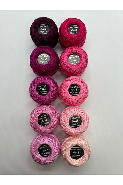 ALMİŞ Alış Perle Etamin-Cross Stitch 10-Piece Thread Set (10 Gr-No:8)