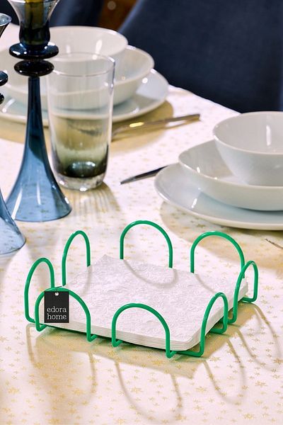 Edora Home Green Square 18 cm Large Size Napkin - Metal Pasl, for Cafe, Restaurant, Hotel and Kitchen Tableware