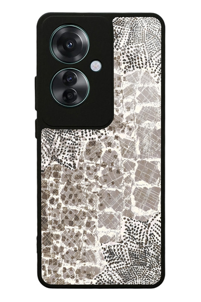 Spoyi Oppo Reno 11F 5G Taşlı Yaprak Tasarımlı Glossy Telefon Kılıfı