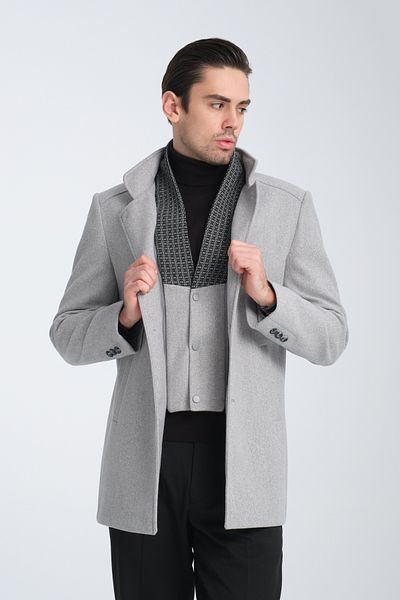 Frappoli Ανδρικό παλτό με χοντρή κοπή - Ριμπ γιακά, Standard Fit