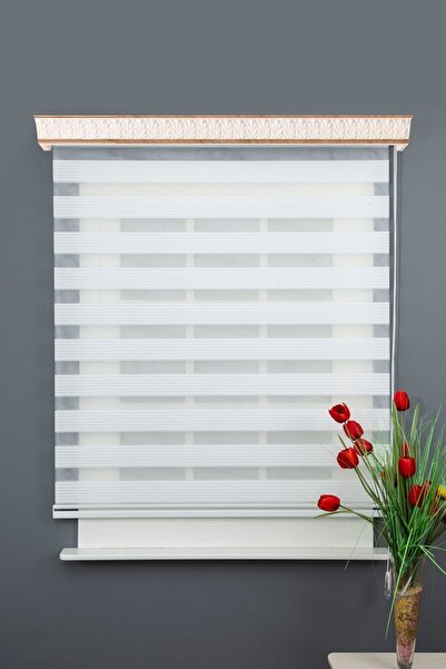 BLINDX Beyaz Dar Plise Stor Zebra Perde Balkon Perdesi, Oturma Odası Perdesi ...