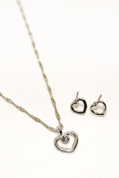 EUROMODA Heart Design Necklace Earring Set