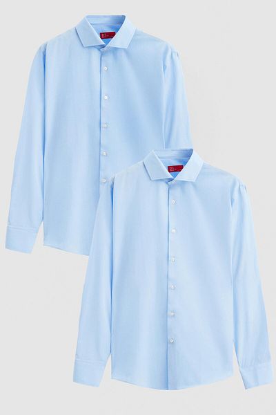 D'S Damat Πουκάμισο Ds Damat Slim Fit Light Blue Ιταλικό πέτο Easy-Iron 2 τεμαχίων
