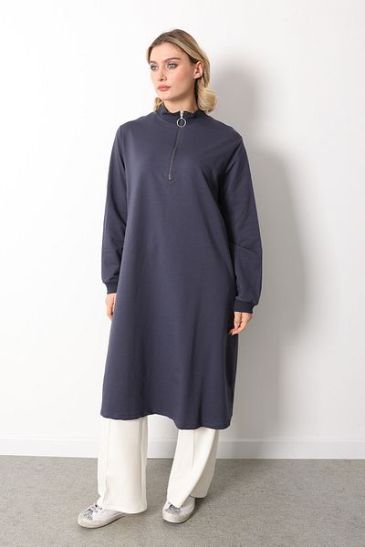 Linvey Stand Collar Zippered Large Size Comfortable Fit Tunic (K7568 Battali)