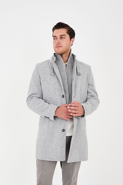 Frappoli Ανδρικό παλτό με χοντρή κοπή - Ριμπ γιακά, Standard Fit