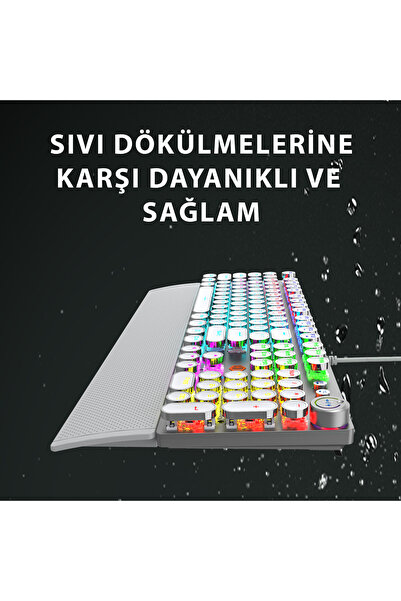 Lecoo Kg1102 Kablolu Blue Switch Makro Tuşlu Rgb Led Aydınlatmalı Mekanik Gaming Türkçe Q Metalik Klavye