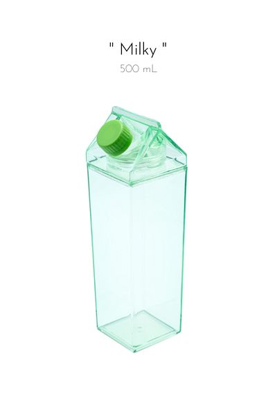 fitmart Milky - 500ml Mica Milk Box Designed Water Coffee Beverage Bottle| Not Glass| Coffee And Presentation Cup