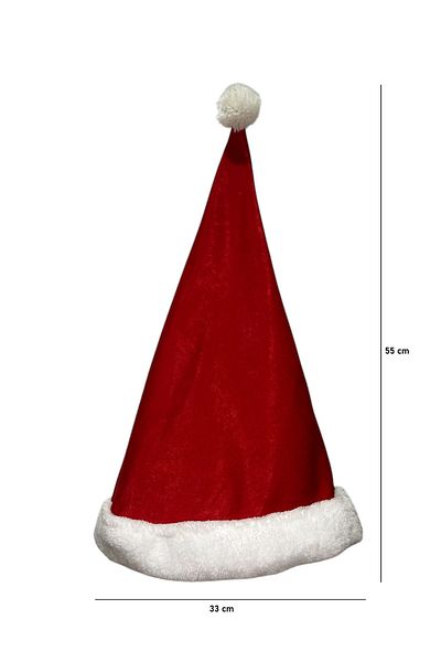 EkoStore Adult Size Luxury Christmas Hat with Shiny Cotton Fabric and Plush Inside - 55Cmx33Cm