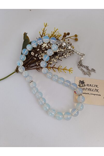 BalıkHediyelik DOĞALTAŞ TESPİH / OPAL AYTAŞI TESPİH 10 mm AHŞAP KUTULU-1022