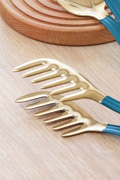 Glore Shiny Gold Green 3-Piece Tongs Set