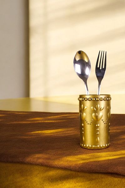Evene Decorative Upright Spoon Holder - Gold Tumbled, Cylinder Model, Counter Top and Six Colors 10