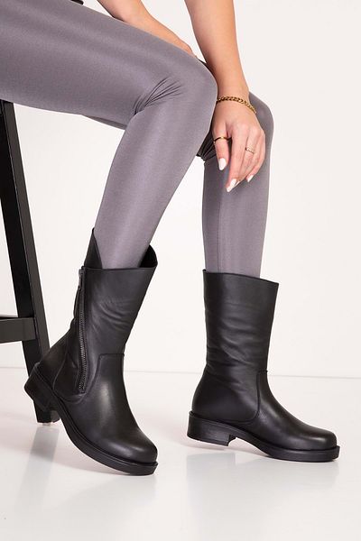 Gondol Cizme zilnice cu toc din piele naturală de mărime medie - Design simplu.1531