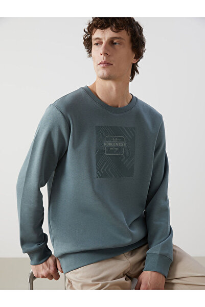 LC Waikiki LCWK Bisiklet Yaka Uzun Kollu Baskılı Erkek Kalın Sweatshirt