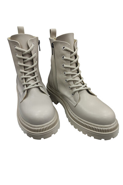 Özkan Ayakkabı KREM BAĞCIKLI FERMUARLI TERMO TABAN SICAK ASTAR KADIN POSTAL