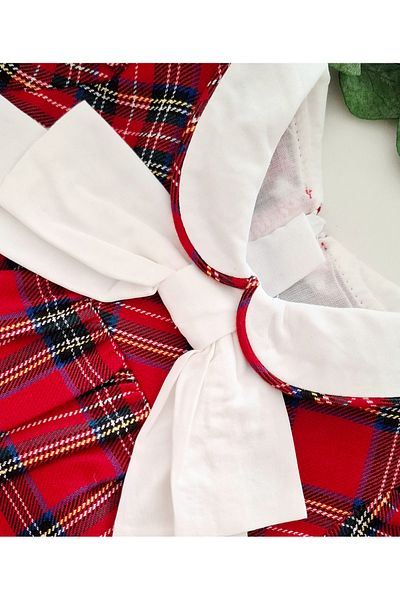 miccolatte for you tiny heart Plaid Pattern Baby Collar Bow Detail New Year and Design Casual Baby Dress