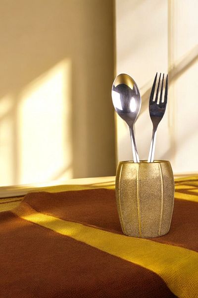 Evene Decorative Upright Spoon Holder - Countertop and Gold Tumbled Color Model 13
