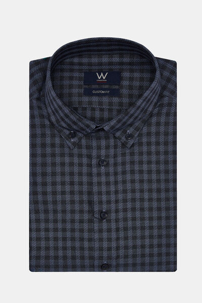 W Collection LACİVERT UZUN KOLLU GÖMLEK