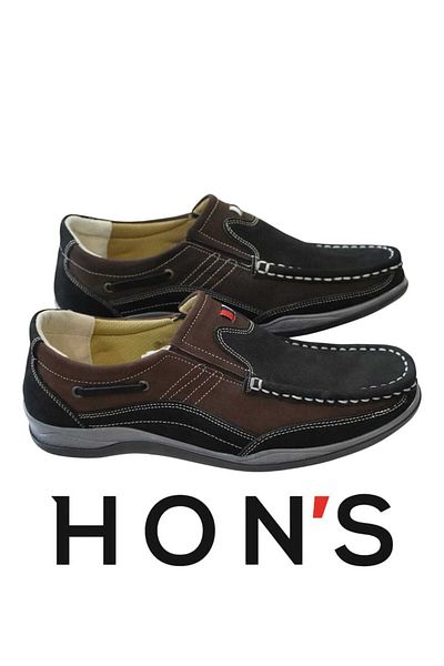 HON'S Men's Daily Casual Shoes - Genuine Nubuck Leather, Orthopedic Sole, Classic Model AU01