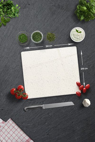 Decorita Glass Cutting Board - Glass Cutting Board |   Ceramic Pattern - Open Background |   29cm X 34cm