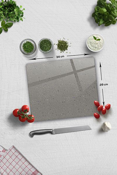 Decorita Glass Cutting Board - Glass Cutting Board |   Ceramic Pattern - Dark Background |   29cm X 34cm