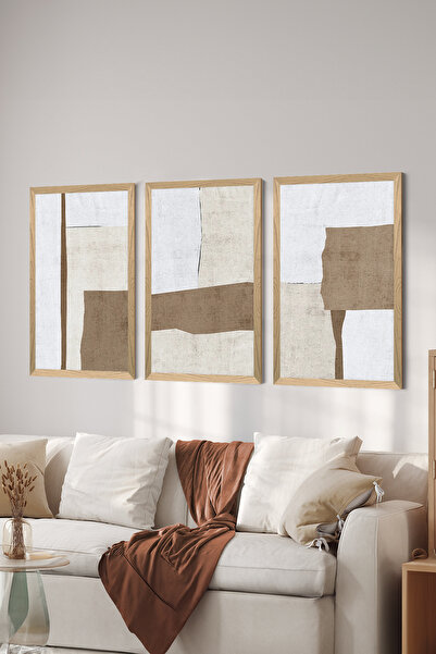Artavessa 3 Parça Ahşap Çerçeve Görünümlü Mdf Tablo Seti - ERSYCRVSZ3SET13