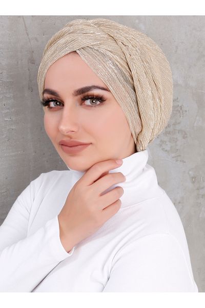 Differenza Boneta învelită cu sclipici de culoare bej