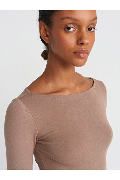 Dilvin 31332 Top-norkový svetr s dlouhým rukávem a lodičkovým výstřihem