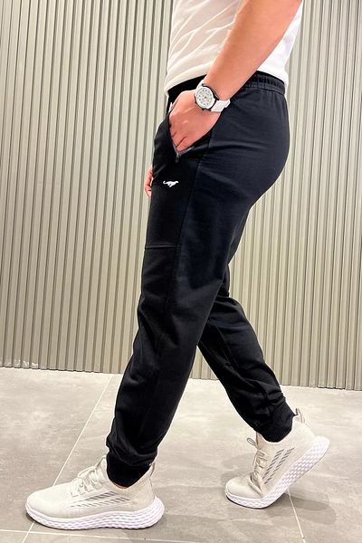 MİSHAR İTALİA Μαύρο ανδρικό παντελόνι Jogger με ραβδώσεις