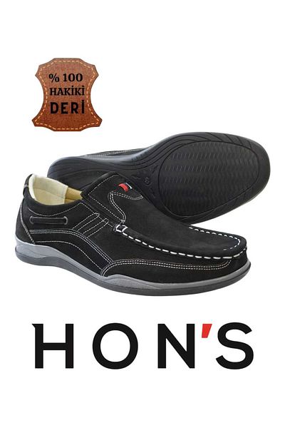 HON'S Pantofi de zi cu zi pentru bărbați - piele nubuck autentică, talpă ortopedică, model clasic AU01