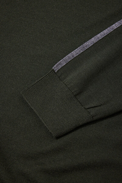 W Collection Khaki Polo Collar Long Sleeve Sweater