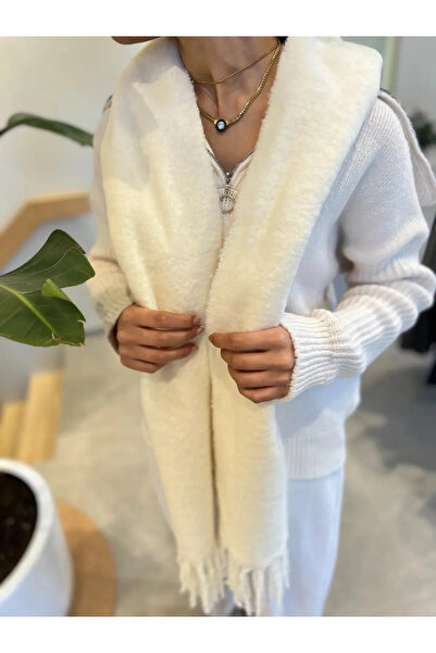 shieba outlet Kadın Yumuşak dokulu puf sherly şal atkı Püsküllü