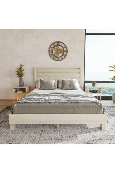 renazzo mobilya HÜMA MASİF ÇAM AHŞAP KARYOLA DOĞAL RENK (150X200)