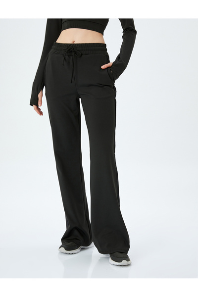 Koton Φαρδύ παντελόνι φούτερ με ψηλόμεσο κορδόνι με λεπτομέρεια