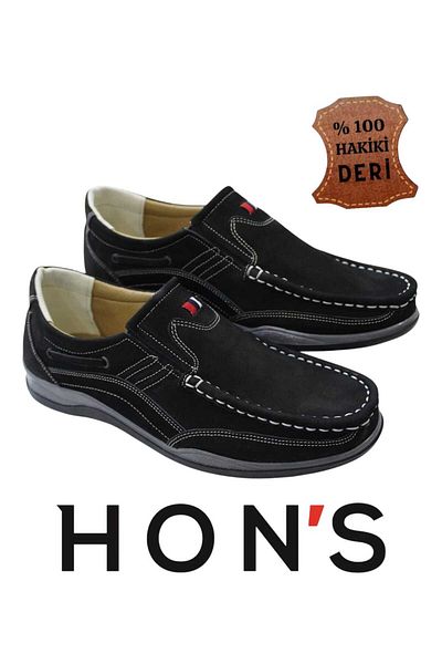 HON'S Pantofi de zi cu zi pentru bărbați - piele nubuck autentică, talpă ortopedică, model clasic AU01