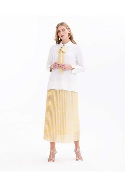 SEÇİL Shirt Collar Blouse with Lacing Detail