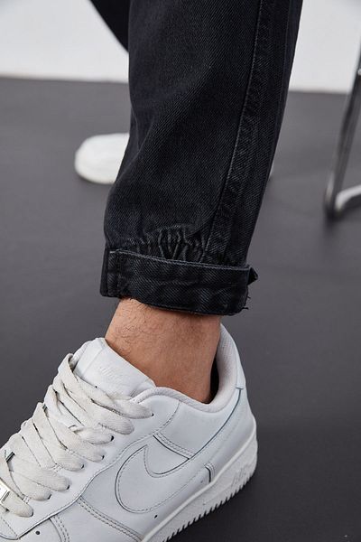 LTC Jeans Ανδρικό μαύρο φαρδύ παντελόνι με άνετη εφαρμογή με ελαστικό πόδι και velcro
