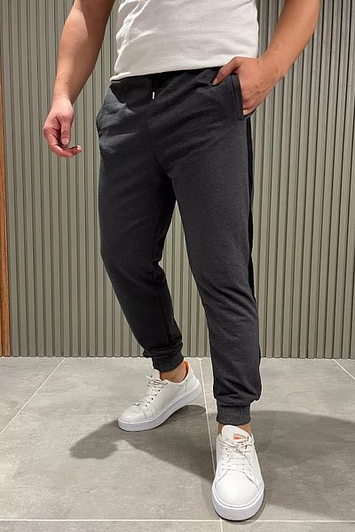 MİSHAR İTALİA Σκούρο γκρι παντελόνι Jogger με ραβδώσεις