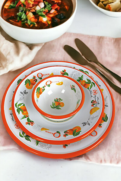 İnci Emaye 13-24-30 No 3-Piece Enameled Dinner Plate, Plate Serving, Food, Camping Picnic, Dowry, Gift
