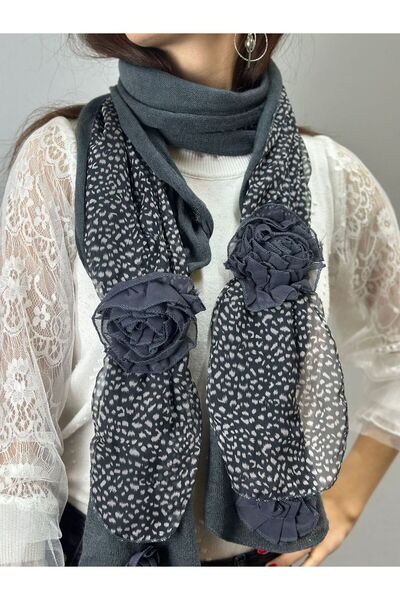 Gönülden Tasarım Фумаровий кольоровий рельєфний квітковий візерунок жіночий шарф Аксесуари для одягу Шаль - 170x30 см